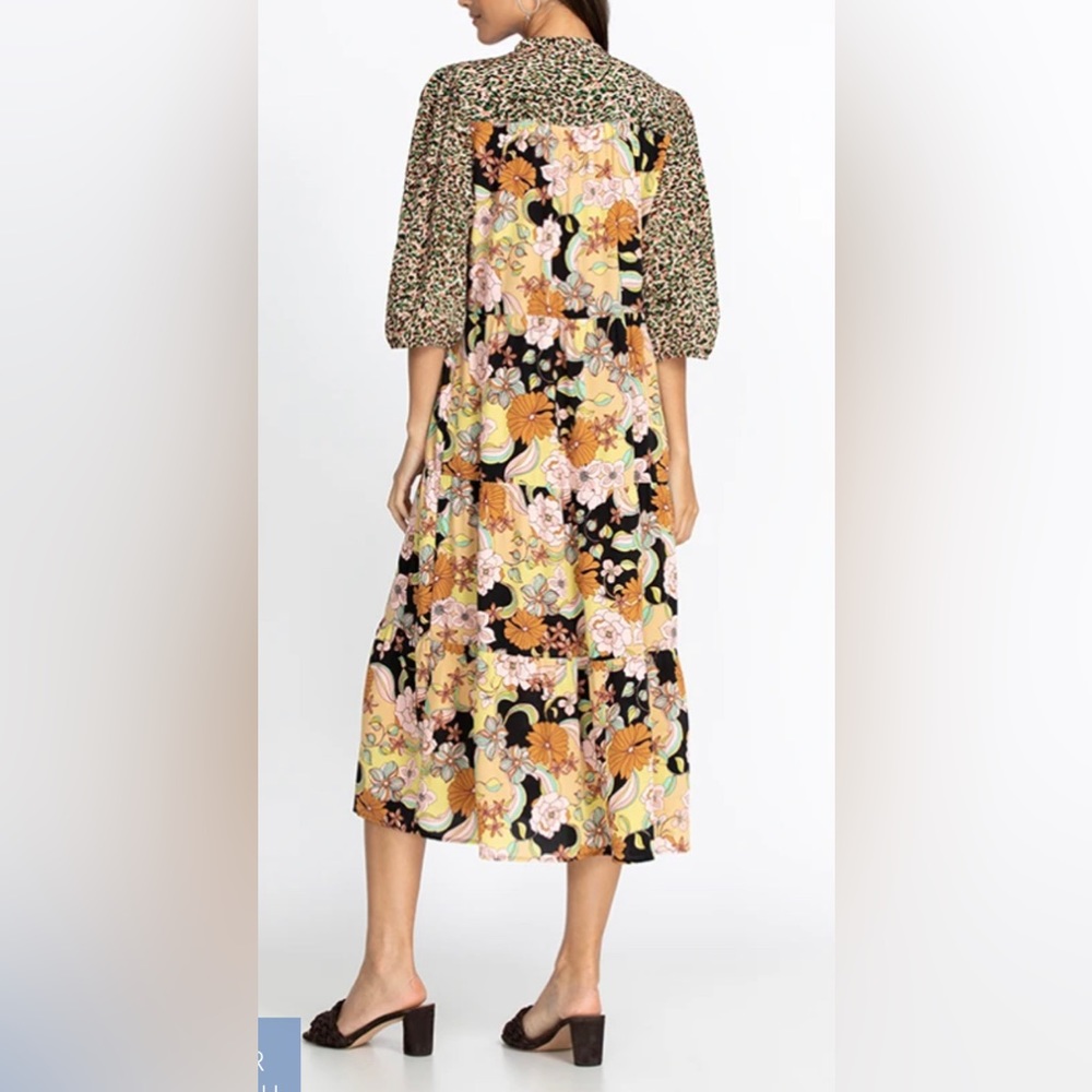 Johnny Was TATE TIERED MIDI DRESS size L - Picture 5 of 13